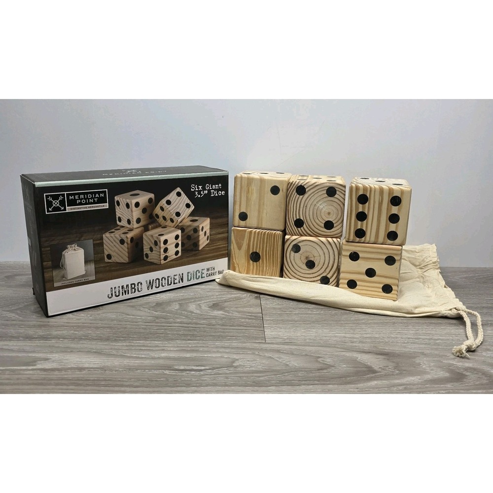 Meridian Point Jumbo Wooden Dice (6) With Carry Bag - NIB‎